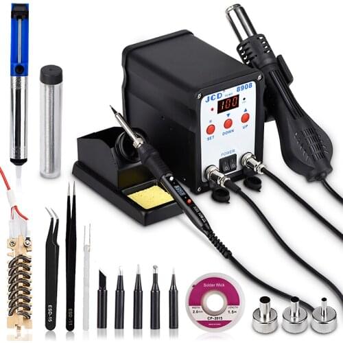 Soldering Station 2 IN 1 Welding Repair machine 750W soldering iron with hot air gun SMD BGA Rework LCD Digital station 8908
