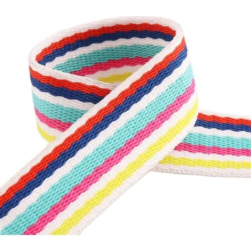Rainbow Webbing Strap 25mm(1inches) Soft Ribbon Belt sewing leash for tote/backpack Dog Collar Lanyard webbing Handbag Strap