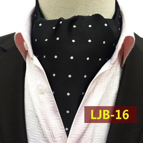 Top Classic Design Ties Luxury White Dot Ascot Fancy British Style Jacquard Woven Ascots for Men 16