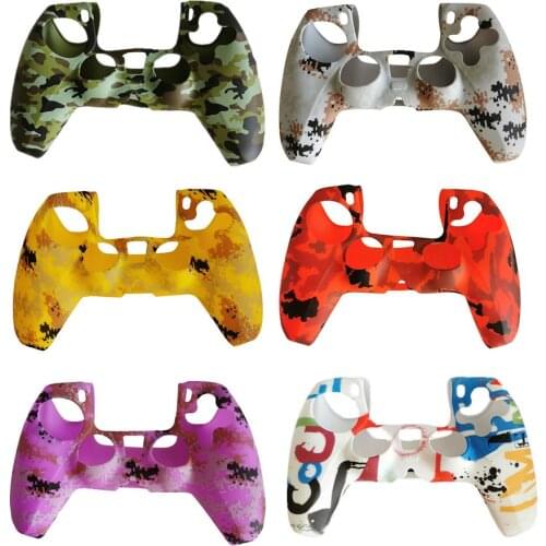 Silicone Protective Silicone Case for PS5 Controller Protector Water Transfer Printing Camouflage Cover Grips Caps