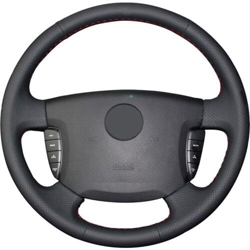 Hand-stitched Black PU Faux Leather Car Steering Wheel Cover for Ssangyong Actyon Kyron
