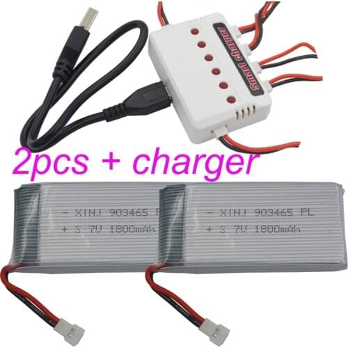XINJ 2pcs+charger 3.7V 1800 mAh 25C 903465 Polymer Li battery XH2.54 plug for YX693-1 YX709-1 JJRC A6 RC Quadcopter Helicopter