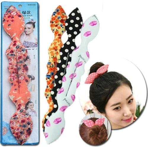 Xiwstar 6Pcs Women Girls Magic Rabbit Ear Sponge Foam Donut Holder Twist Hair Styling Curl Bun Maker Hairstyle Must-haves Tool