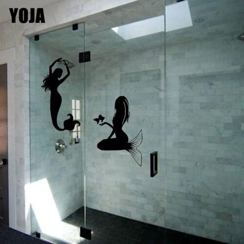 YOJA 24x25.6CM（One group） Two Dancing Mermaid Bathroom Glass Wall Stickers G2-0004