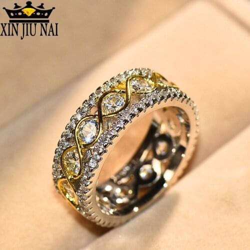 8mm Width Womens Bague Cool Golden Wave With Shining AAA Cubic Zirconia Kpop Rings Fashion Jewelry Diamond Jewelry