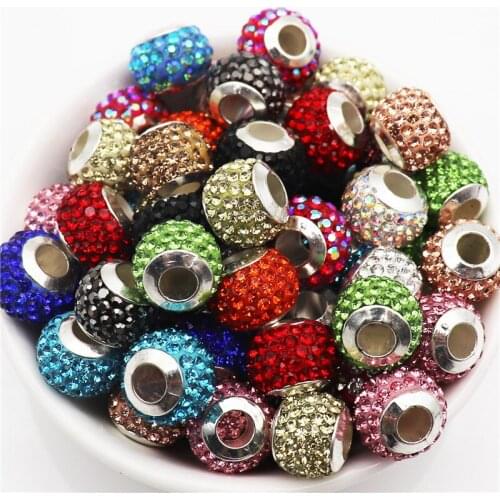 20Pcs Large Hole Rhinestone Glass Crystal Spacer Beads Murano Charm Fit Pandora Bracelet Women Earrings Jewelry Making DIY Craft