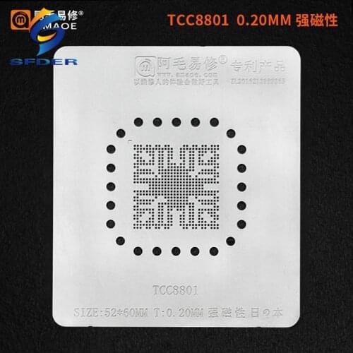 52*60MM 0.20MM Amaoe BGA Stencil For TCC8801 Car Navigator IC Reballing Chip Pin Solder Tin Plant Net Square Hole