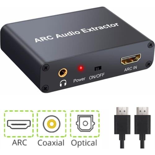ARC HDMI-compatible Audio Extractor Adapter Digital to Analog DAC SPDIF Coaxial RCA 3.5mm Jack Output Stereo Connector