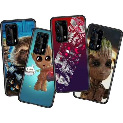 Guardians of the for Galaxy Marvel For Huawei P50 P40 P30 P20 Pro Plus P10 P9 P8 Lite RU E Mini 2019 2017 Black Phone Case