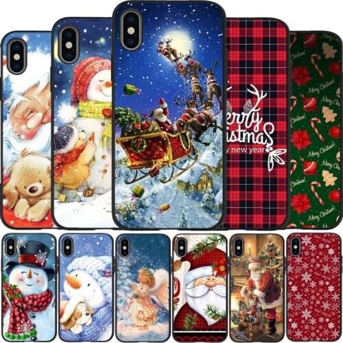 New year christmas design black Soft Silicone TPU Phone Case For iPhone 5 5S SE 6 7 8 plus X XS XR XS Max 11 Pro Max