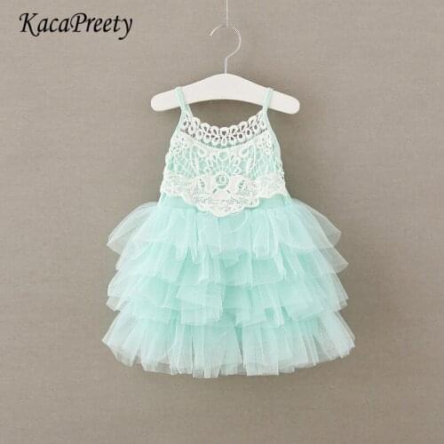 Angel baby pretty Girls Princess Dresses summer Lace Flower Dress For toddler kids Wedding birthday Party Children Clothes 2-6Y
