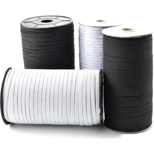 3/6mm High Elastic Sewing Elastic Band White and Black 5yards/Lot Fiat Rubber Band Elastic Ribbon Waist Band Stretch Rope DIY