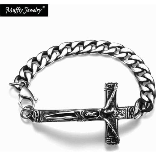 Europe And United States Popular Jesus Cross Bracelet INRI Crucifix Jesus Cross Bracelet Punk Titanium Men Europe Style Gift