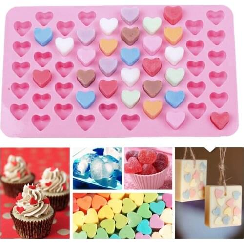 DIY Heart Shaped 3D Silicon Chocolate Jelly Candy Cake Bakeware Mold 55 Holes Pastry Bar Ice Block Soap Mould Baking Tools