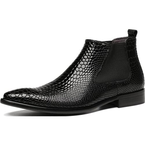 Fashion winter mens shoes pointed toe High-top chelsea boots handmade genuine leather ankle boots Martin boots