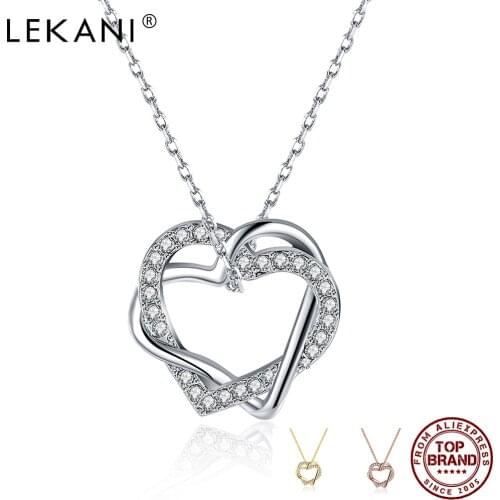 LEKANI Heart Pendant Necklace For Women 3 Color Rhinestone Necklaces Choker Fashion Jewelry Birthday Gifts To Send Girlfriend