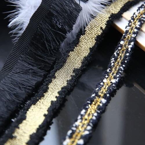 1meter Gold thread webbing DIY bow knot hair ornaments accessories black tassel lace