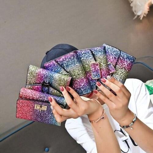Hot Sale Free Shipping New Fashion Luxury Design Leather Wallets Womens Sequins Short Purse Coin Bags Multiple Card Holder Bag