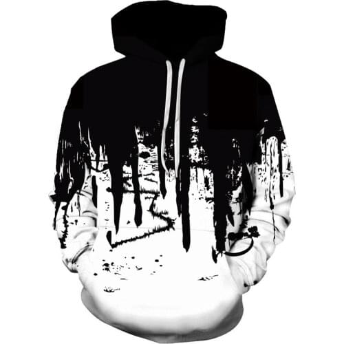 Fashion ink flower 3D printing mens and womens hoodie autumn and winter casual couple shirt outdoor sports loose hoodie