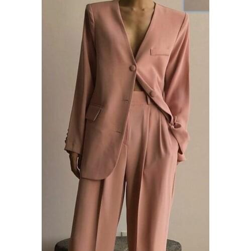 Fashion Pink Ladies Suit Blazer Spring Summer Women Suits Office Wear Female Work Wear Office Suit 2 Pieces Suits(Jacket+Pants)