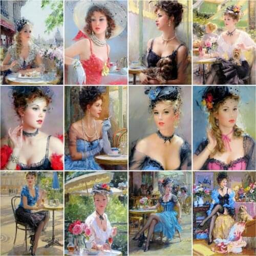 AZQSD DIY Paint By Number Woman Acrylic Unique Gift Coloring By Number Figure Kits Handpainted Modern Wall Art