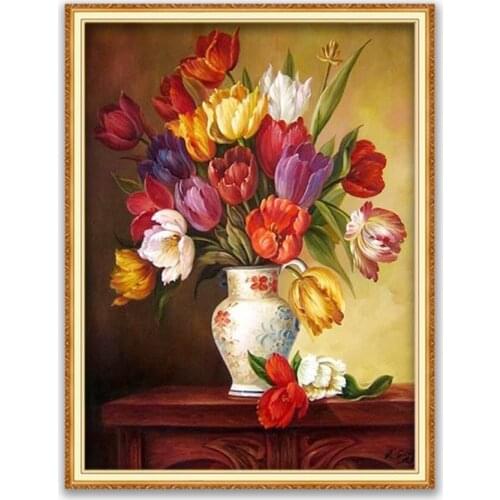 Flower Sakura DIY 11CT Cross Stitch Embroidery Kits Craft Needlework Set Printed Canvas Cotton Thread Home Decoration Sale Hot