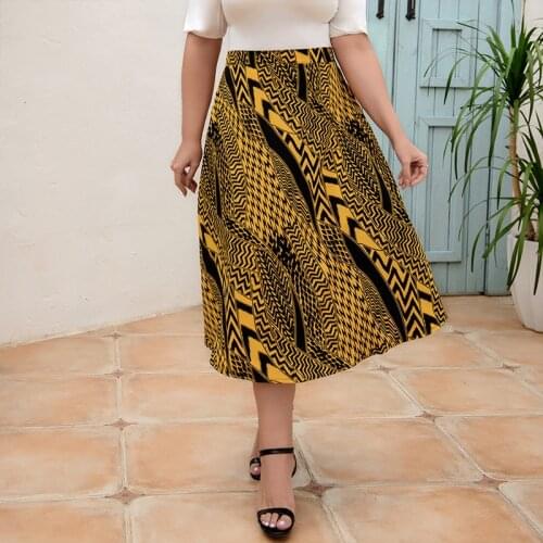 Autumn Large Size Womens Clothing Print High Waist Skirt Plus Size 5XL Long Skirt Fashion Maxi Skirts For Girl Big Size Outfits