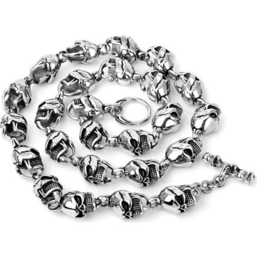 316L Stainless Steel Hip Hop Mens Jewelry Biker Huge Titanium Steel Skull Skeleton Necklaces Gothic Heavy Punk Necklace