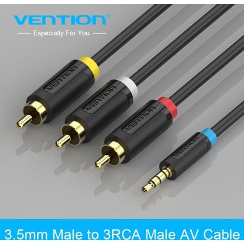 Vention 3.5 mm Jack to 3 RCA Male Audio Converter Video AV Speaker Cable cablo 1.5M 2M For Stereo VCD DVD TV Computer ect
