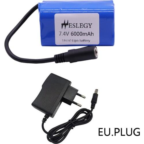 7.4V 6000mah rechargeable battery with charger for T188 T888 2011-5 RC Fish Finder Fishing Bait Boat Spare Parts 7.4V Battery 2S