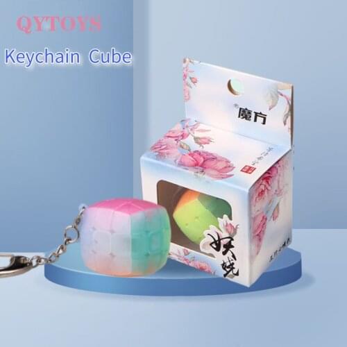 Qiyi Newest Jelly Speed Keychain 3x3x3 Magic Cube 3CM Mini Twist Puzzle 3x3 Cube Toys Gift Neo Cube Key Ring Decoration Cute