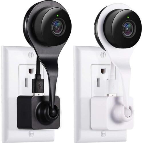 Gosear 360 Degree Adjustable Wall AC Outlet Mount Holder Stand Socket with USB Cable for Nest Indoor Security Camera US Plug