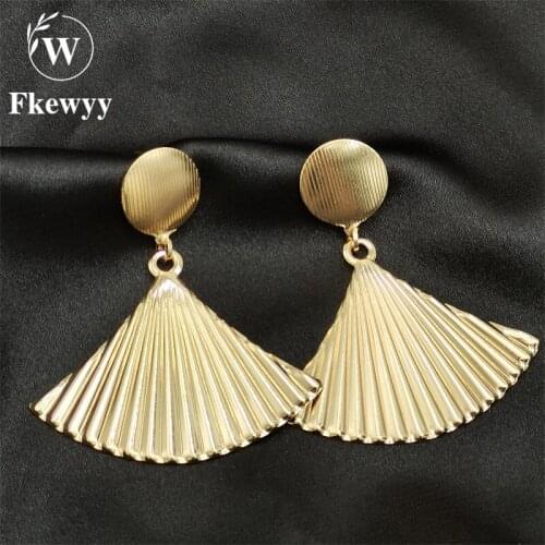Fkewyy Luxury Earrings For Women 2021 Designer Sector Jewelry Gold Plated Gothic Accessories Wedding Jewellery Dangle Earrings
