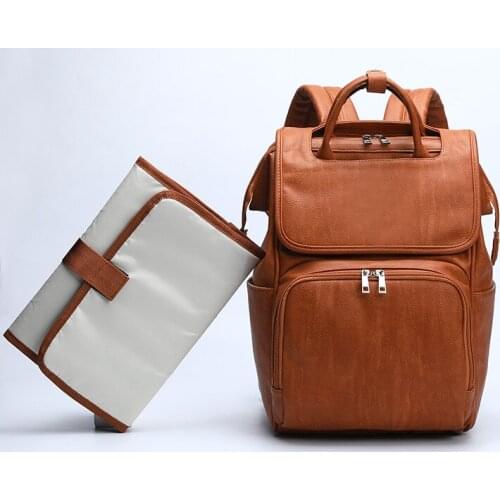 3Colors Pu Leather Backpack Baby Diapers Bag Maternity Changing Nappy Bag Large Capacity Baby Bag Travel Backpack Designer Nursi