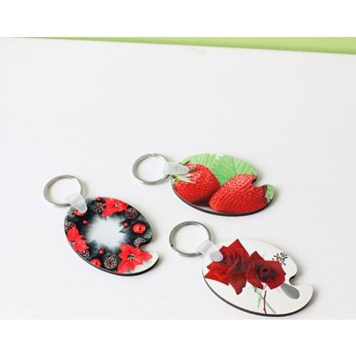 Sublimation blank key chains double heart mdf keychain hot transfer printing diy customized key ring consumables 20pcs/lot