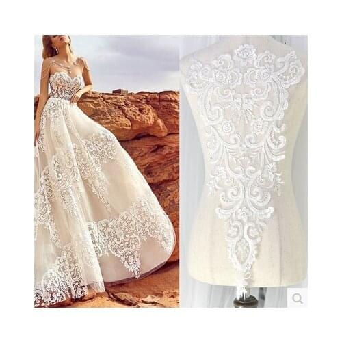 Super wide embroidery lace cotton lace flower stickers piece accessories wedding dress diy material clothing decorative fabric