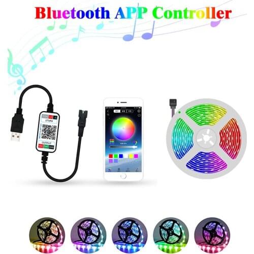 WS2812b Bluetooth LED Strip Symphony Lights Mobile APP Music Rhythm DC5V Bedroom TV Back Light RGB Lamp 1-5m Pixel Light Bar