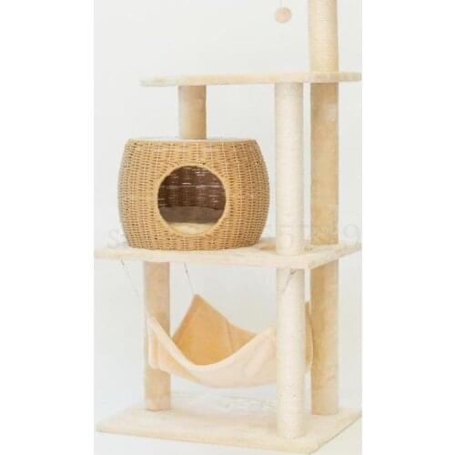 Comfortable and breathable woven cat nest cat tree cat climbing frame one rattan large multilayer sisal scratching post