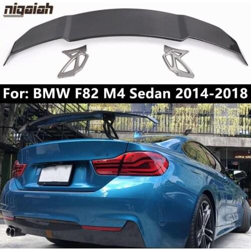V Style Rear Spoiler Real Carbon Fiber Spoiler Lip for BMW 4 Series F82 M4 Sedan 2014-2019 Rear Trunk Spoiler Roof Wing