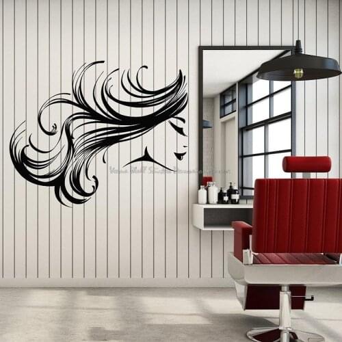 Beauty Salon Vinyl Wall Decal Fashion Woman Girl Facial Hair Spa Hair Salon Barber Shop Sticker Mural Home Bedroom Decoration 11