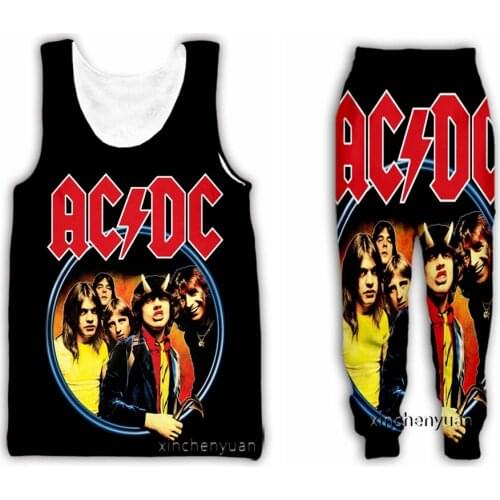 Xinchenyuan New Men/Women 3D Printed Retro AC/DC Casual Clothing Fashion Streetwear Men Loose Sporting Vest and Pants K01