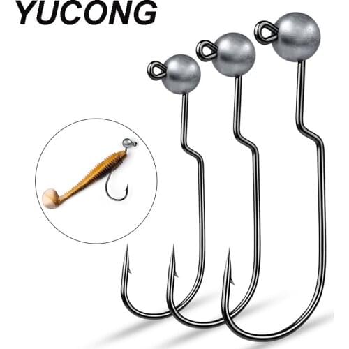 YUCONG 50PCS Round Head Jigs 0.8g 1.75g 2.5g 3.5g Carbon Steel Jigging Worm Hooks For Fishing Barbed Fishhooks Pesca Tackle