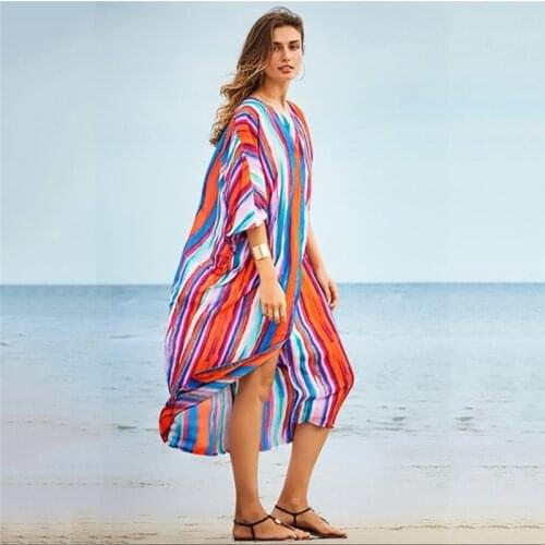 Womens Summer Long Swimsuit Cover Up Sexy Button Down V Neck Flowy Batwing Sleeve Maxi Dress for Beach Swimsuit