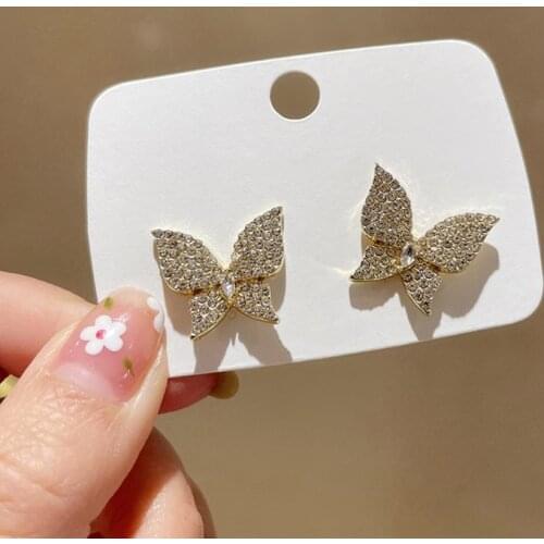 2021 New Contracted Fashion Temperament Crystal Drop Earrings Elegant Joker Lovely Butterfly Modelling Women Earrings