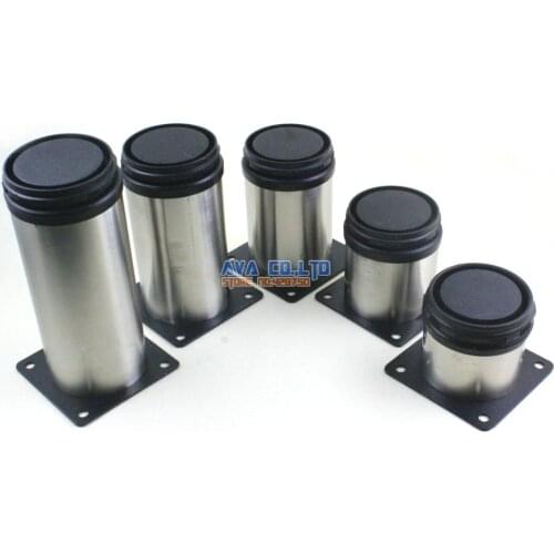 4 Pieces 250mm Adjustable Stainless Steel Round Furniture Cabinet Leg Cupboard Table Feet