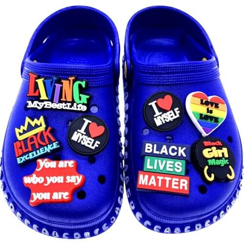 50PCS Wholesale Mix BLM Series Buckles For Kids X-Mas Gifts Black Girl Magic Icon Shoes Charms PVC Hole Slipper Accessories