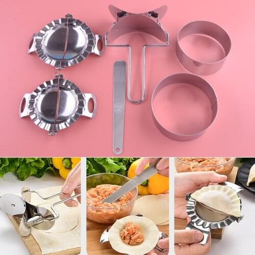 6pcs Stainless Steel Dumpling Ravioli Maker Dough Press Cutter Pie Mold Easy DIY Quickly Kitchen Cooking Tool