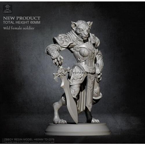 60mm Resin model kits Lioness Warrior figure self-assembled TD-2393