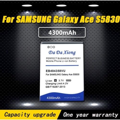 New 4300mAh EB494358VU Battery for Samsung Galaxy Ace 5830 S6802 B7510 i569 i579 i619 S5660 S5670 S5830I S5838 S6102 S6108 S5830