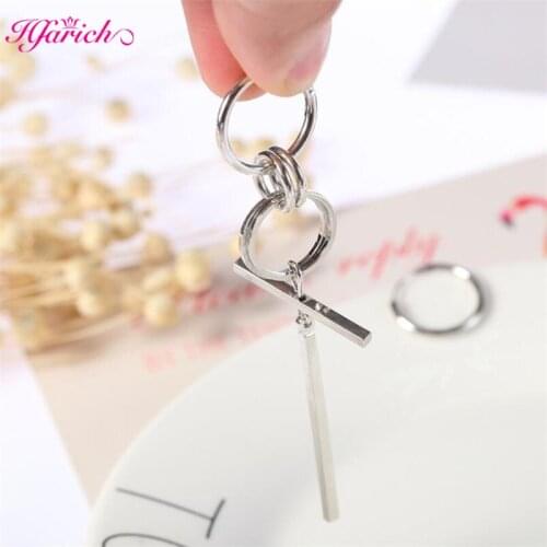 Punk Asymmetric Earrings DNA Fashion Korean Boys V DNA Stud Earring For Women Men Kpop Stainless Steel Earings Friendship Gifts